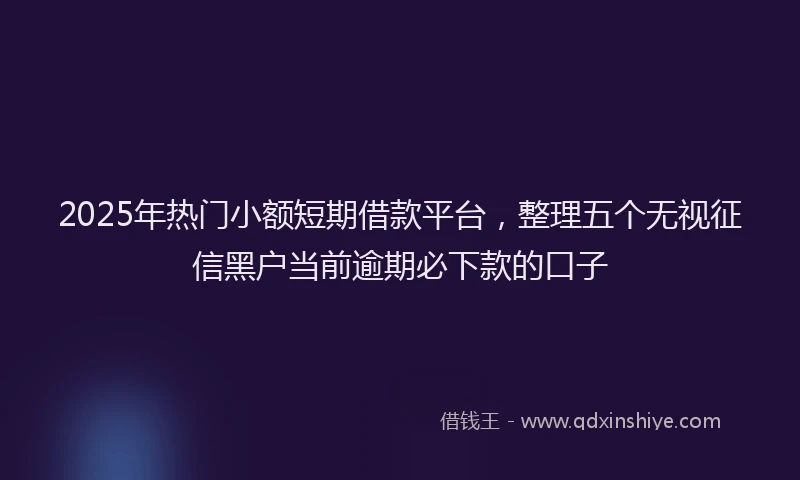 2025年热门小额短期借款平台，整理五个无视征信黑户当前逾期必下款的口子