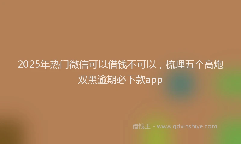 2025年热门微信可以借钱不可以，梳理五个高炮双黑逾期必下款app