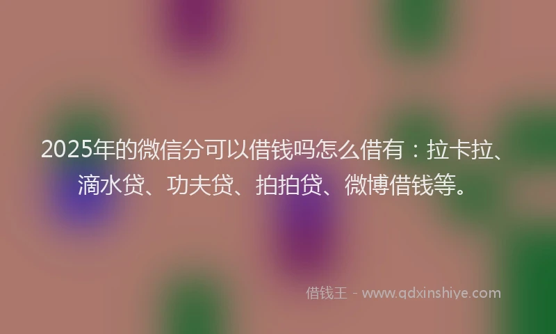 2025年的微信分可以借钱吗怎么借有：拉卡拉、滴水贷、功夫贷、拍拍贷、微博借钱等。