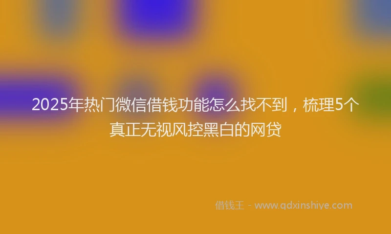 2025年热门微信借钱功能怎么找不到，梳理5个真正无视风控黑白的网贷