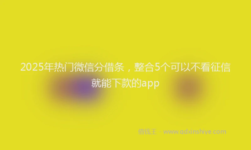 2025年热门微信分借条，整合5个可以不看征信就能下款的app