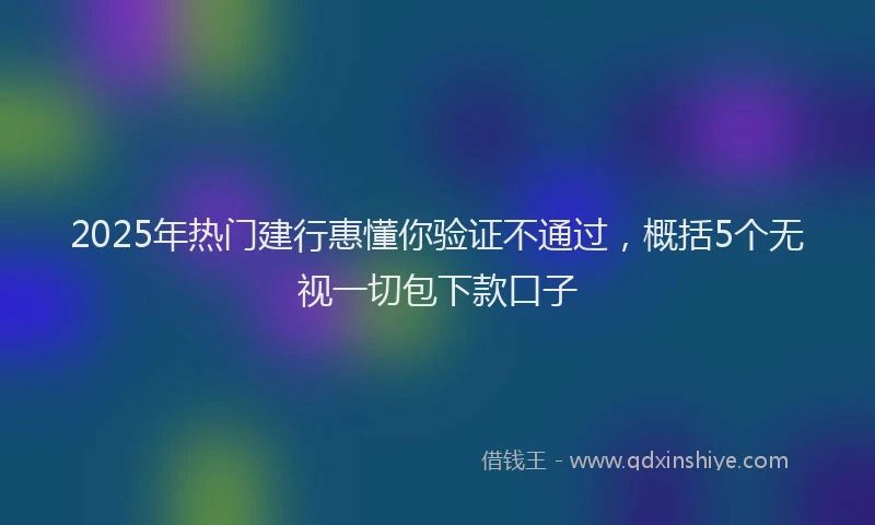 2025年热门建行惠懂你验证不通过，概括5个无视一切包下款口子