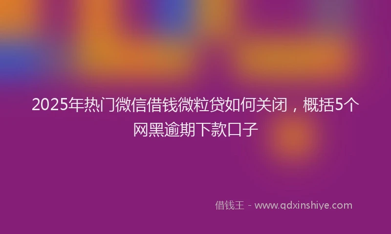 2025年热门微信借钱微粒贷如何关闭，概括5个网黑逾期下款口子