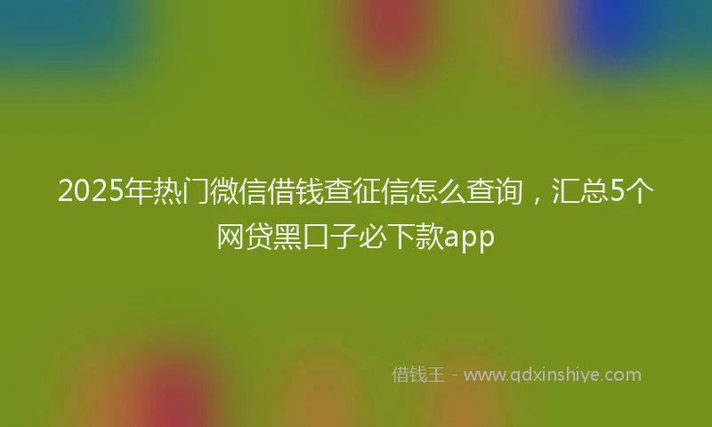 2025年热门微信借钱查征信怎么查询，汇总5个网贷黑口子必下款app