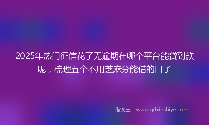 2025年热门征信花了无逾期在哪个平台能贷到款呢，梳理五个不用芝麻分能借的口子