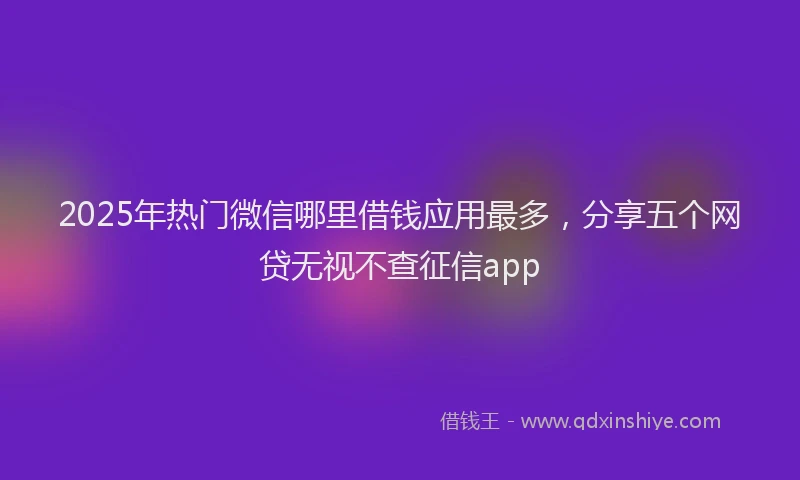 2025年热门微信哪里借钱应用最多，分享五个网贷无视不查征信app