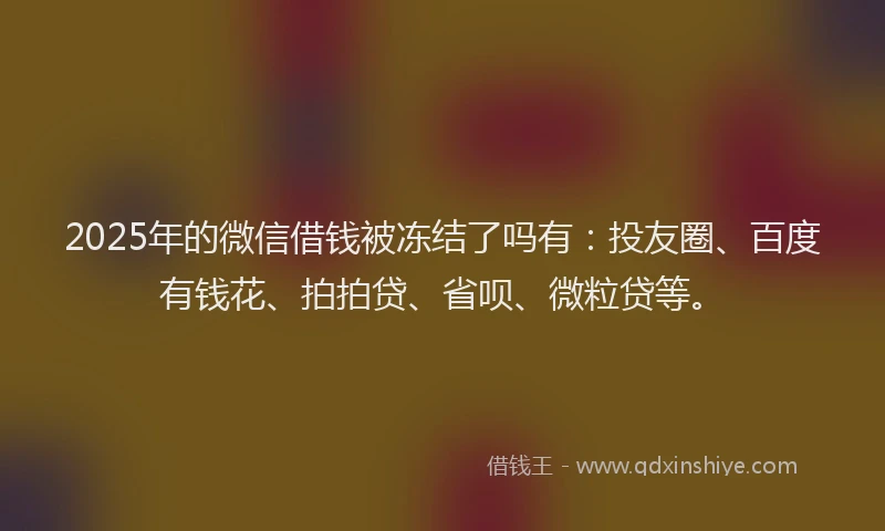 2025年的微信借钱被冻结了吗有：投友圈、百度有钱花、拍拍贷、省呗、微粒贷等。