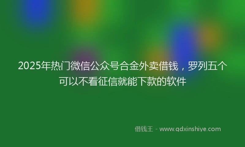 2025年热门微信公众号合金外卖借钱，罗列五个可以不看征信就能下款的软件