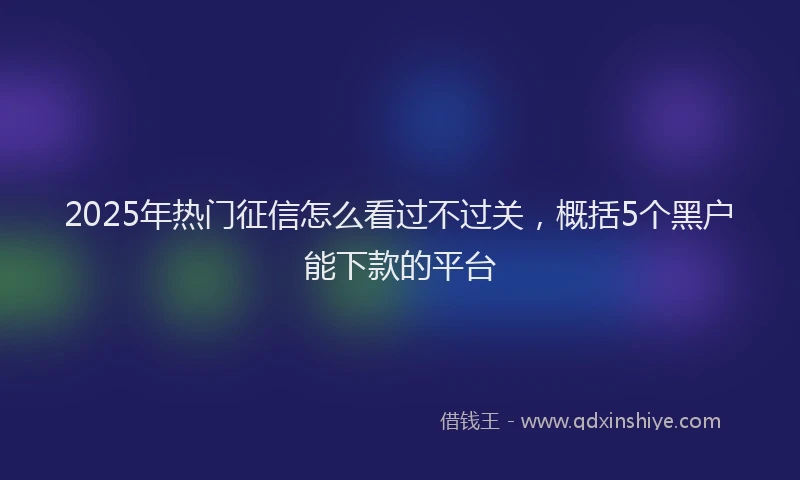 2025年热门征信怎么看过不过关，概括5个黑户能下款的平台