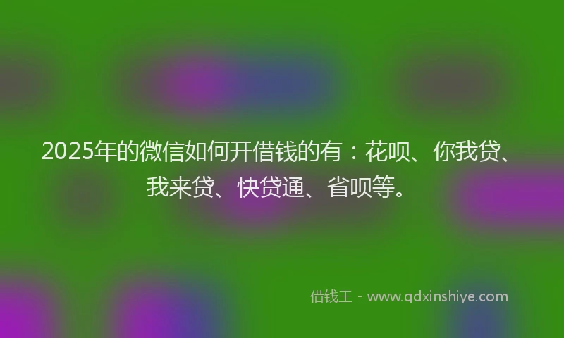2025年的微信如何开借钱的有：花呗、你我贷、我来贷、快贷通、省呗等。