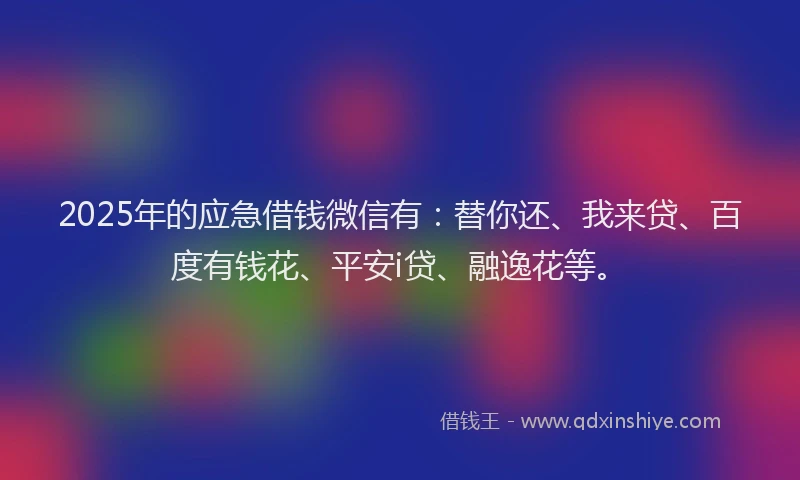 2025年的应急借钱微信有：替你还、我来贷、百度有钱花、平安i贷、融逸花等。