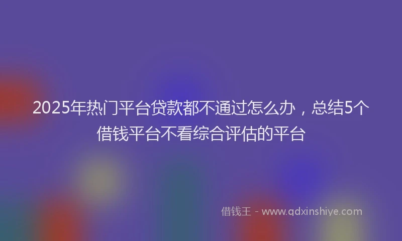 2025年热门平台贷款都不通过怎么办，总结5个借钱平台不看综合评估的平台