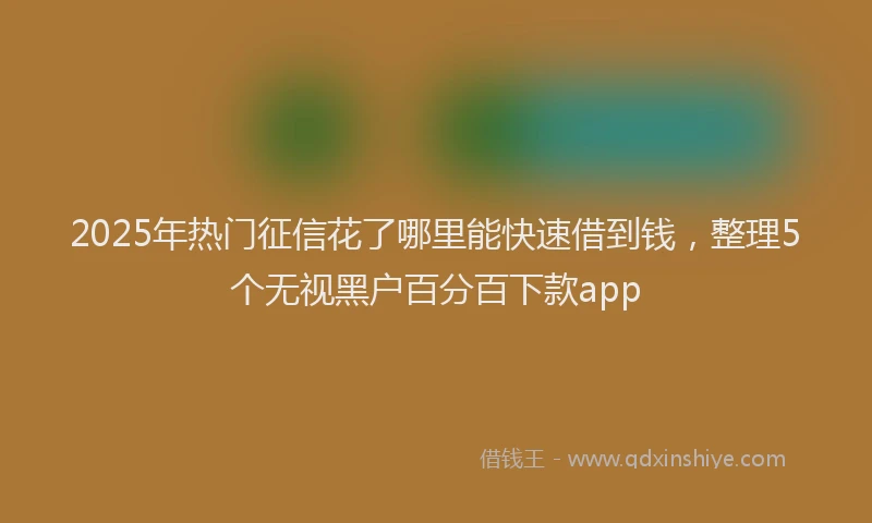 2025年热门征信花了哪里能快速借到钱，整理5个无视黑户百分百下款app