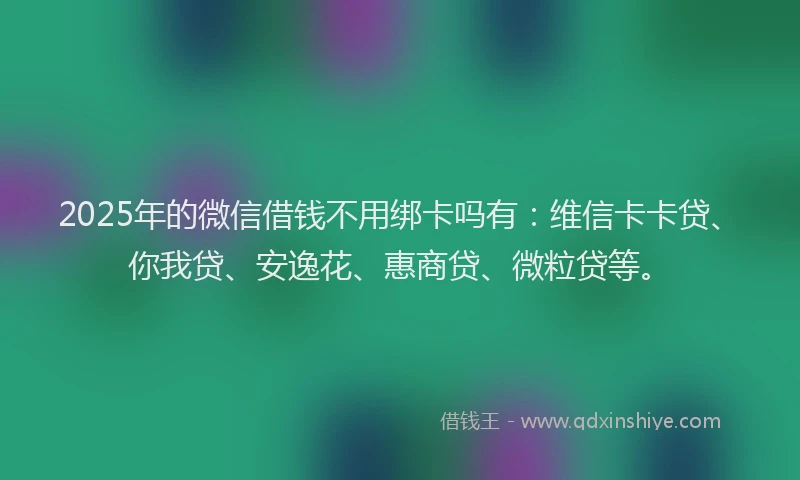 2025年的微信借钱不用绑卡吗有：维信卡卡贷、你我贷、安逸花、惠商贷、微粒贷等。