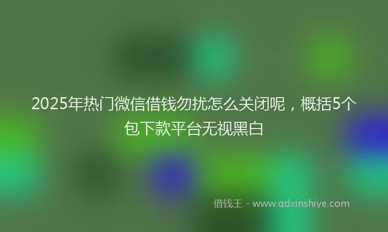 2025年热门微信借钱勿扰怎么关闭呢，概括5个包下款平台无视黑白