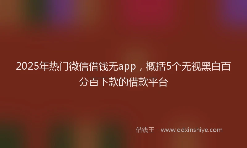2025年热门微信借钱无app，概括5个无视黑白百分百下款的借款平台