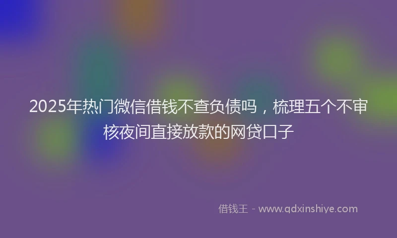 2025年热门微信借钱不查负债吗，梳理五个不审核夜间直接放款的网贷口子