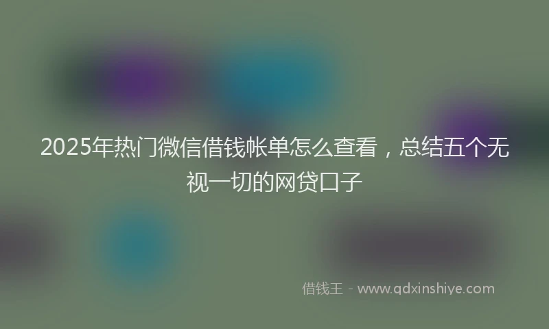 2025年热门微信借钱帐单怎么查看，总结五个无视一切的网贷口子