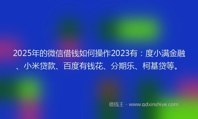 2025年的微信借钱如何操作2023有：度小满金融、小米贷款、百度有钱花、分期乐、柯基贷等。