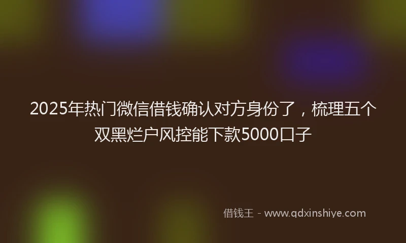 2025年热门微信借钱确认对方身份了，梳理五个双黑烂户风控能下款5000口子