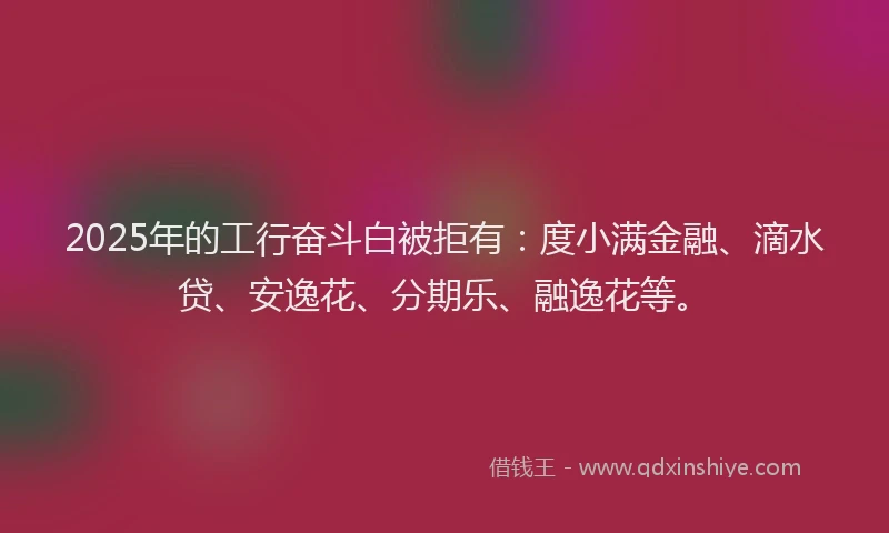 2025年的工行奋斗白被拒有：度小满金融、滴水贷、安逸花、分期乐、融逸花等。