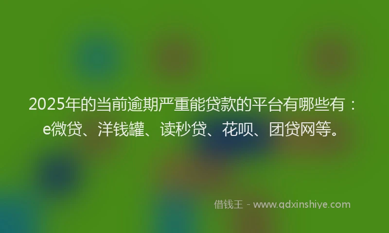 2025年的当前逾期严重能贷款的平台有哪些有：e微贷、洋钱罐、读秒贷、花呗、团贷网等。