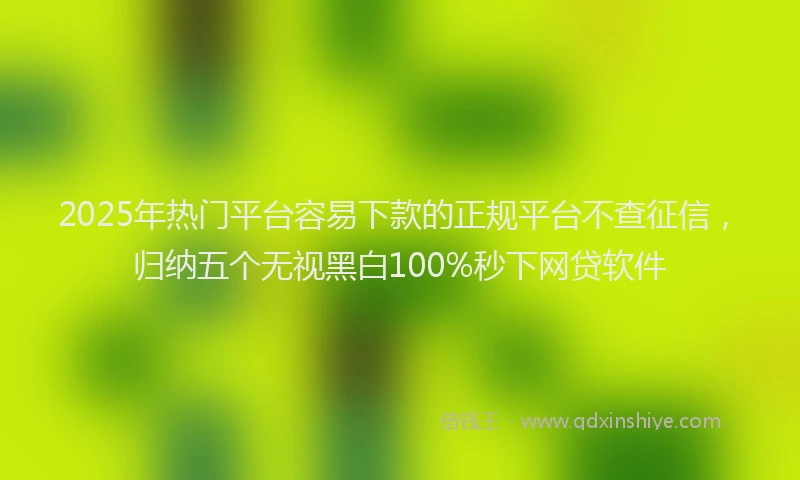 2025年热门平台容易下款的正规平台不查征信，归纳五个无视黑白100%秒下网贷软件