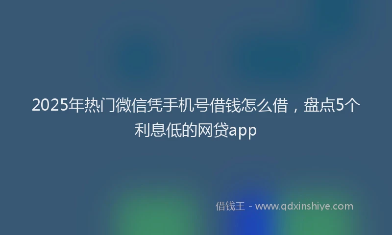 2025年热门微信凭手机号借钱怎么借，盘点5个利息低的网贷app