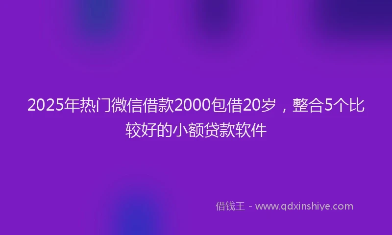 2025年热门微信借款2000包借20岁，整合5个比较好的小额贷款软件