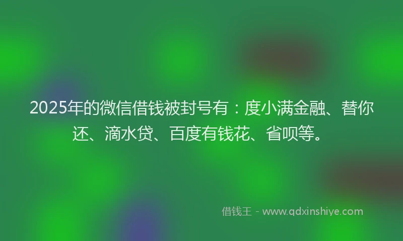 2025年的微信借钱被封号有：度小满金融、替你还、滴水贷、百度有钱花、省呗等。