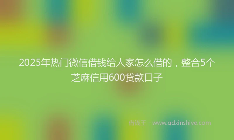 2025年热门微信借钱给人家怎么借的，整合5个芝麻信用600贷款口子