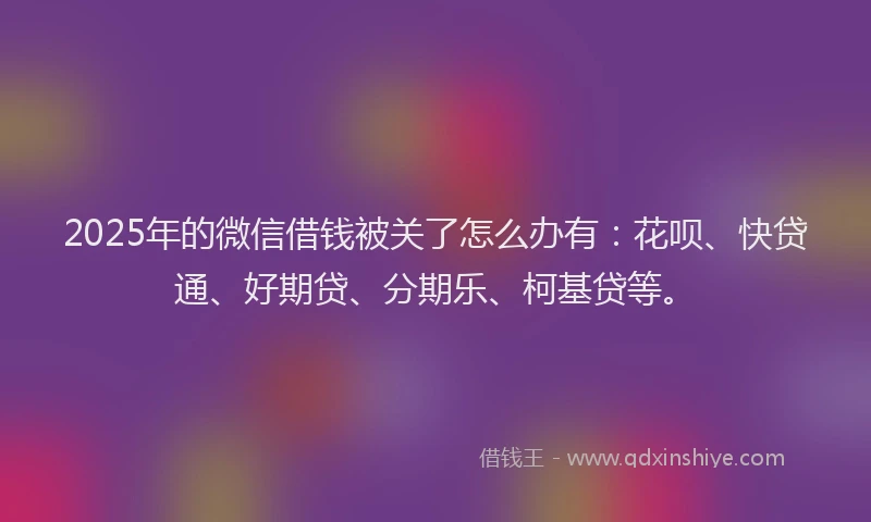 2025年的微信借钱被关了怎么办有：花呗、快贷通、好期贷、分期乐、柯基贷等。