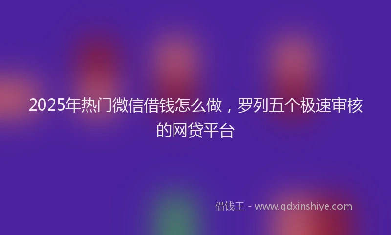2025年热门微信借钱怎么做，罗列五个极速审核的网贷平台