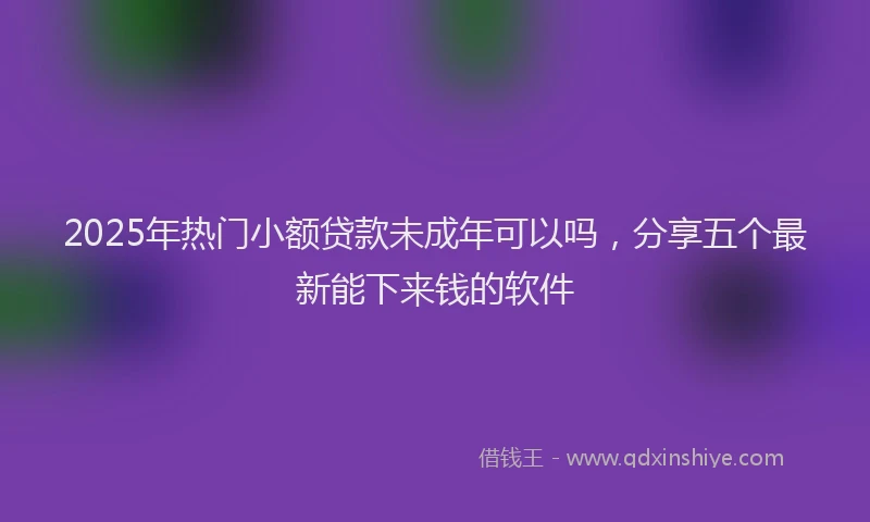 2025年热门小额贷款未成年可以吗，分享五个最新能下来钱的软件