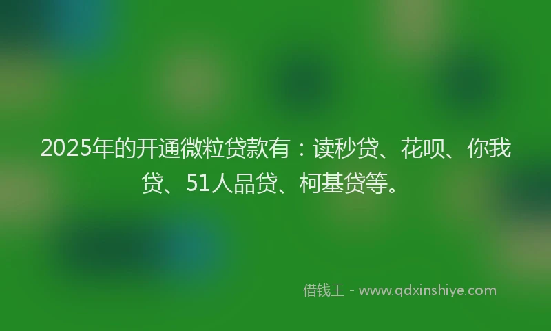 2025年的开通微粒贷款有：读秒贷、花呗、你我贷、51人品贷、柯基贷等。