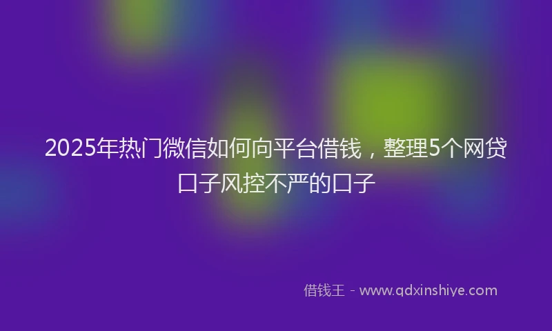 2025年热门微信如何向平台借钱，整理5个网贷口子风控不严的口子