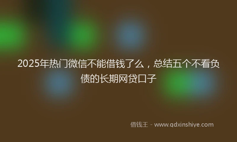 2025年热门微信不能借钱了么，总结五个不看负债的长期网贷口子