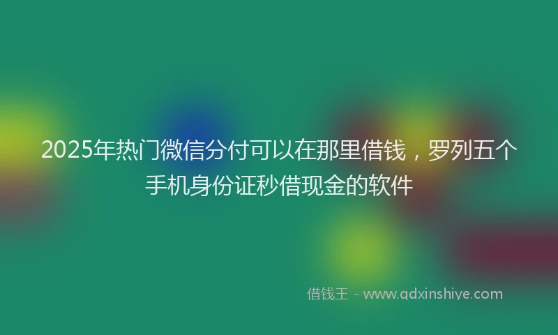 2025年热门微信分付可以在那里借钱，罗列五个手机身份证秒借现金的软件