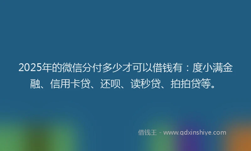 2025年的微信分付多少才可以借钱有：度小满金融、信用卡贷、还呗、读秒贷、拍拍贷等。