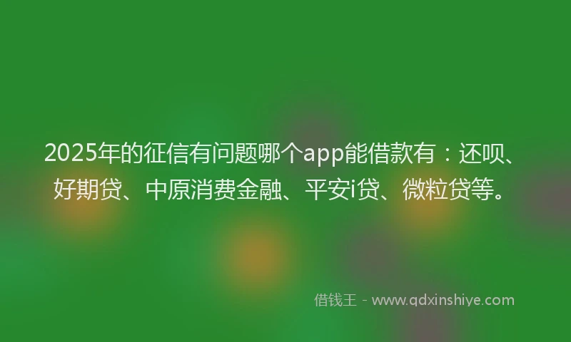 2025年的征信有问题哪个app能借款有：还呗、好期贷、中原消费金融、平安i贷、微粒贷等。