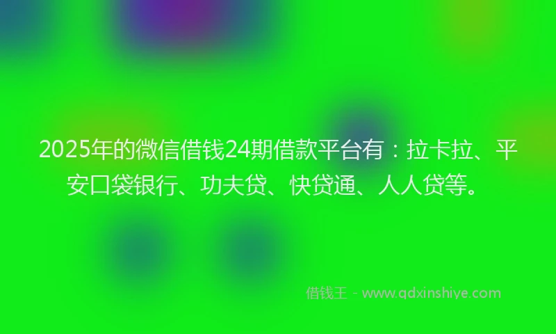 2025年的微信借钱24期借款平台有：拉卡拉、平安口袋银行、功夫贷、快贷通、人人贷等。