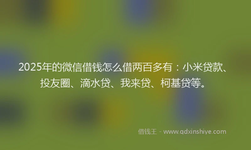 2025年的微信借钱怎么借两百多有：小米贷款、投友圈、滴水贷、我来贷、柯基贷等。