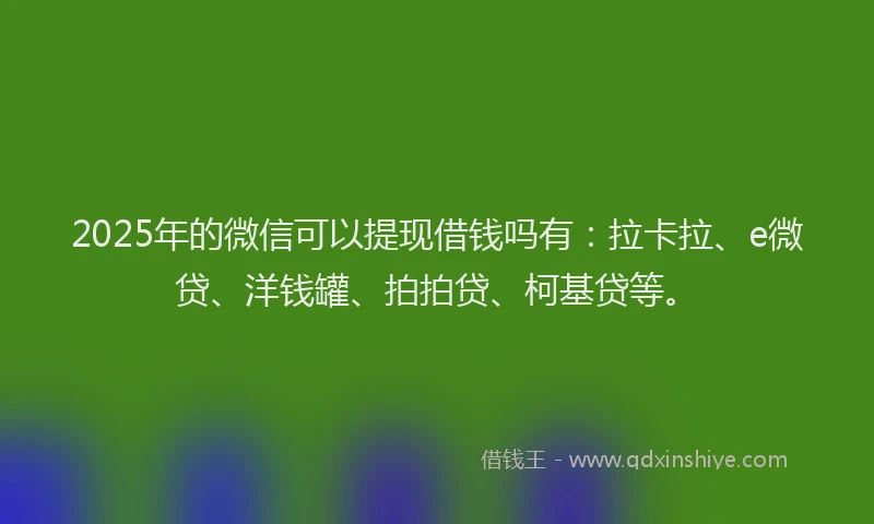 2025年的微信可以提现借钱吗有：拉卡拉、e微贷、洋钱罐、拍拍贷、柯基贷等。
