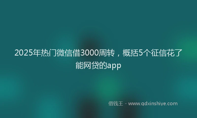2025年热门微信借3000周转，概括5个征信花了能网贷的app