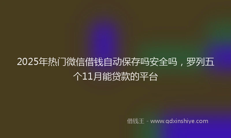 2025年热门微信借钱自动保存吗安全吗，罗列五个11月能贷款的平台