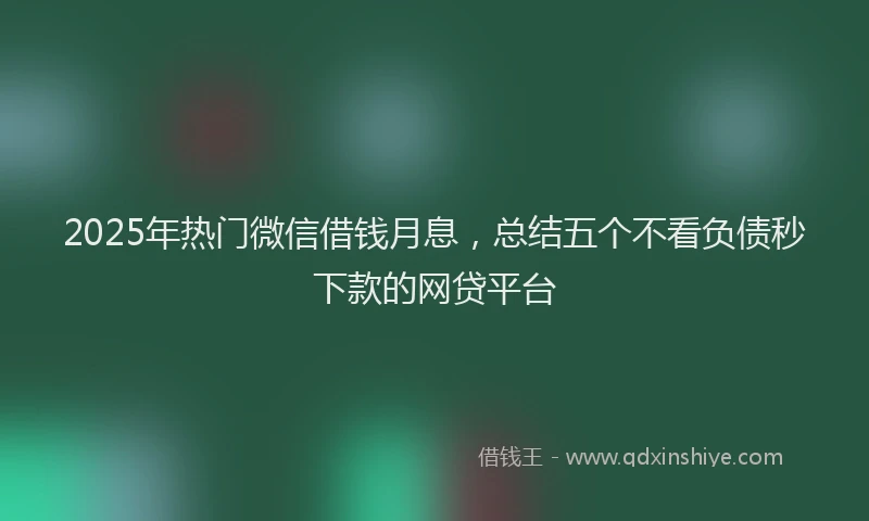 2025年热门微信借钱月息，总结五个不看负债秒下款的网贷平台