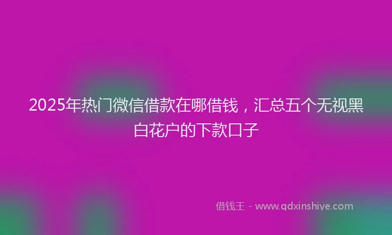 2025年热门微信借款在哪借钱，汇总五个无视黑白花户的下款口子