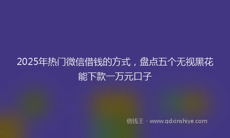 2025年热门微信借钱的方式，盘点五个无视黑花能下款一万元口子