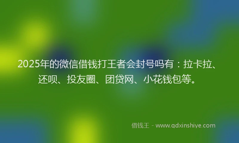 2025年的微信借钱打王者会封号吗有：拉卡拉、还呗、投友圈、团贷网、小花钱包等。