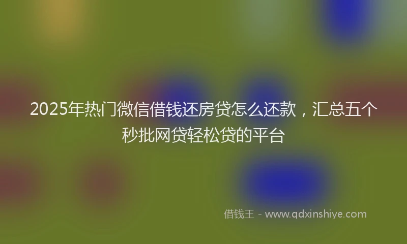 2025年热门微信借钱还房贷怎么还款，汇总五个秒批网贷轻松贷的平台